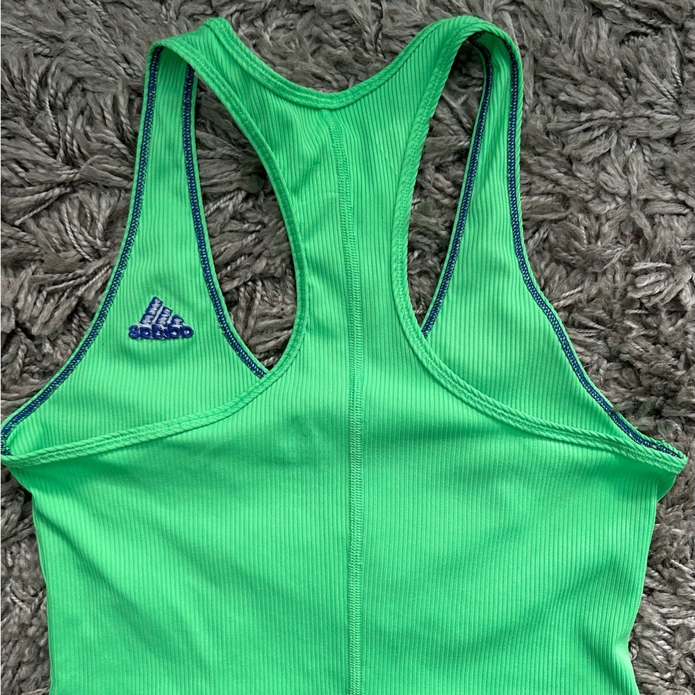 adidas Neon Ribbed Racerback Tank Top - Picture 3 of 4